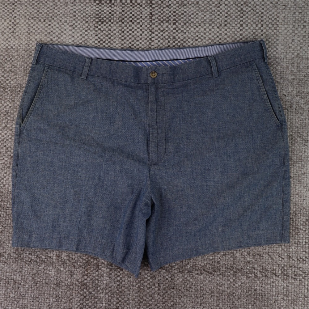 Peter Millar Golf Shorts Mens 40 Blue Chambray Linen Good MS23B12 Flat Front